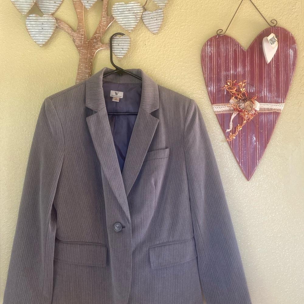 Gray Pinstripe Blazer by Worthington size 6 - Picture 3 of 8